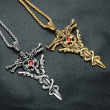 Dragon Sword and Cross Necklace (Stainless Steel)