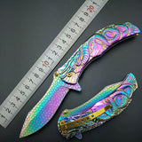 Dragon Titanium Rainbow Folding Pocket Knife