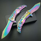 Dragon Titanium Rainbow Folding Pocket Knife