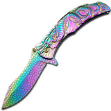 Dragon Titanium Rainbow Folding Pocket Knife
