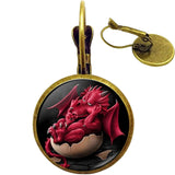 Funny Dragon Egg Hatching Earrings (bronze)