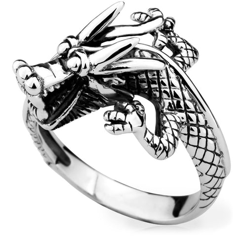 Laughing Good Luck Dragon Ring (Silver)