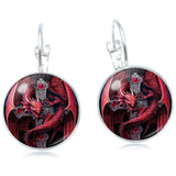 Gothic Cross and Dragon Earring (silver)