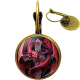 Gothic Cross and Dragon Earring (bronze)
