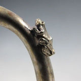 Hand Carved Jade Smoking Pipe Inlaid with Silver Dragon