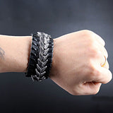 Leather and Metal Dragon Bracelet (Leather)