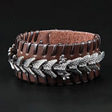 Leather and Metal Dragon Bracelet (Leather)
