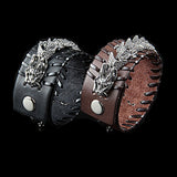 Leather and Metal Dragon Bracelet (Leather)