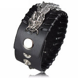 Leather and Metal Dragon Bracelet (Leather)