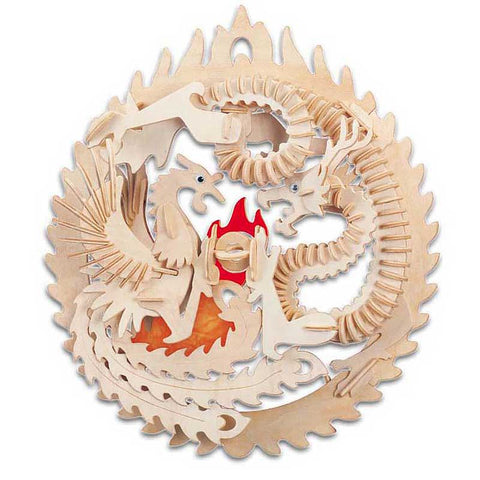 Lucky Dragon and Phoenix Wooden Puzzle
