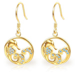Silver Dragon Earrings with Zircon Stones (golden)