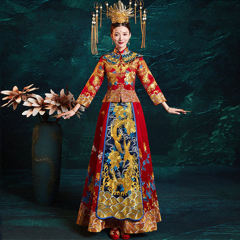 traditional wedding dress chinese Ancient Chinese Dragon and Phoenix Wedding Dress