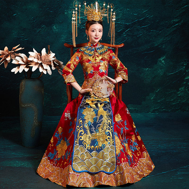 ancient chinese dragon and phoenix wedding dress
