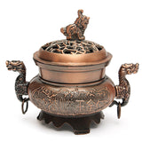 Antique Japanese Bronze Incense Burner with Dragon Handles (copper)