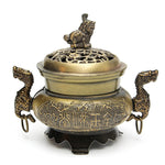 Antique Japanese Bronze Incense Burner with Dragon Handles (bronze)