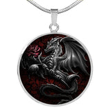 Black Dragon Lover Cabochon Pendant (Stainless Steel)