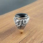 Black Onyx Dragon Ring (Sterling Silver)