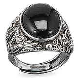 Black Onyx Dragon Ring (Sterling Silver)