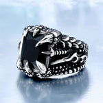 Black Stone Dragon Claw Ring (Stainless Steel)