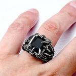 Black Stone Dragon Claw Ring (Stainless Steel)