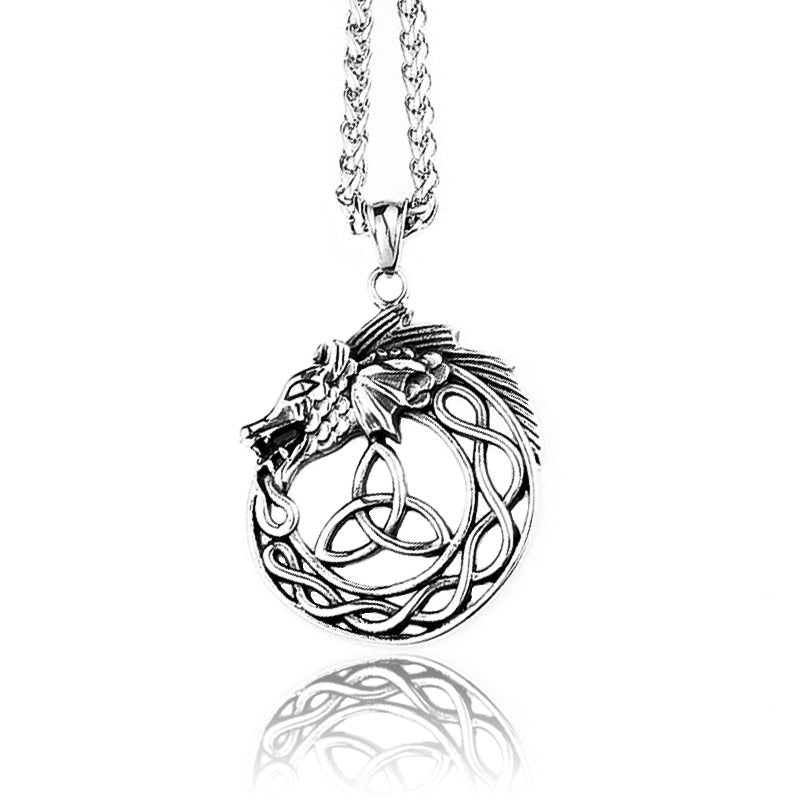 Dragon Bone Stainless Steel Necklace, Silver / 60 cm