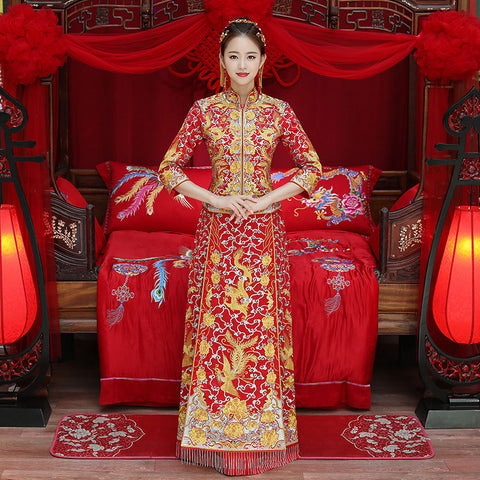 chinese traditional dress wedding Chinese Dragon and Phoenix Wedding Dress