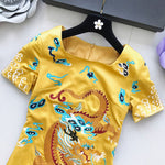 Yellow Chinese Dragon Prom Dress