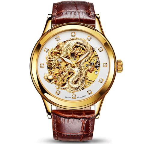 Chinese Dragon Watch (Gold and Brown)