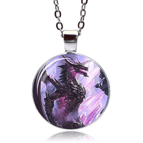 Crystal Dragon Necklace (Silver finish)