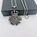 Dragon And Lion Badge Necklace (Stainless Steel)