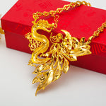 Dragon And Phoenix Gold Necklace