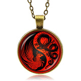 Dragon And Phoenix Yin Yang Necklace (Bronze finish)