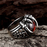 Diabolical Dragon Claw Ring With Red Stone