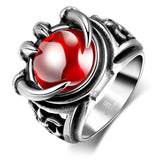Diabolical Dragon Claw Ring With Red Stone