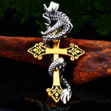 Dragon Cross Necklace (Stainless Steel)