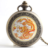 Fire Dragon Engraved Pocket Watch (Quartz)
