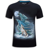 Dragon and Lone Wolf under the Moon T-shirt
