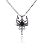 Dragons And Crystal Necklace (Black stone)