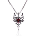 Dragons And Crystal Necklace (Red stone)