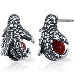 Dragon Claw Earrings with Red Ball (Stainless Steel)