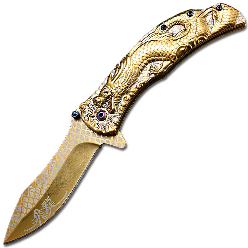 Golden Dragon Pocket Knife | Dragon Vibe