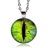Green Glow In The Dark Dragon Eye Pendant (Silver finish)