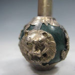 Hand Carved Jade Smoking Pipe Inlaid with Silver Dragon