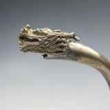 Hand Carved Jade Smoking Pipe Inlaid with Silver Dragon