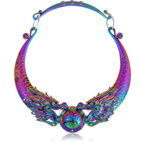 Iridescent Dragon Pendant Necklace
