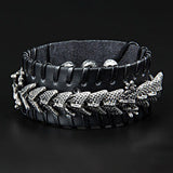 Leather and Metal Dragon Bracelet (Leather)