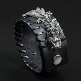 Leather and Metal Dragon Bracelet (Leather)