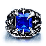 Men's Dragon Claw Ring With a Blue Stone (Stainless Steel)