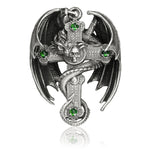 Men's Dragon Cross Necklace (Green crystals)