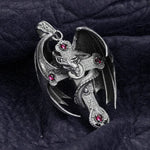 Men's Dragon Cross Necklace (Sterling Silver)